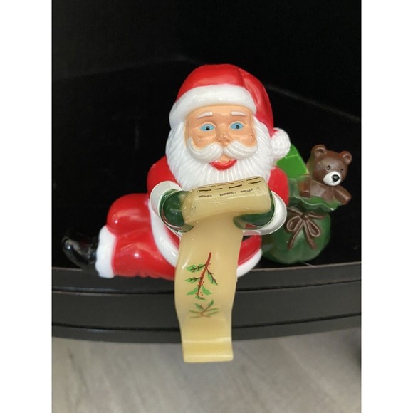 Vintage CELLULOID PLASTIC STOCKING HOLDER HANGER SANTA CLAUS CHRISTMAS LIST Bear - Picture 3 of 5